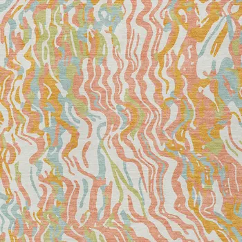 10' X 14' Coral Green And Copper Abstract Washable Indoor Outdoor Area Rug