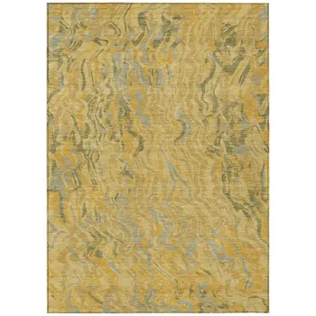 5' X 8' Gold Gray And Beige Abstract Washable Indoor Outdoor Area Rug