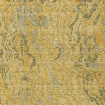 5' X 8' Gold Gray And Beige Abstract Washable Indoor Outdoor Area Rug