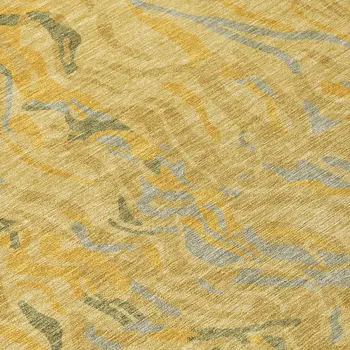 5' X 8' Gold Gray And Beige Abstract Washable Indoor Outdoor Area Rug