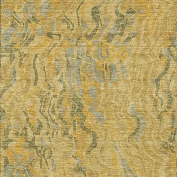 8' X 10' Gold Gray And Beige Abstract Washable Indoor Outdoor Area Rug