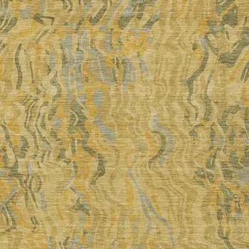 10' X 14' Gold Gray And Beige Abstract Washable Indoor Outdoor Area Rug