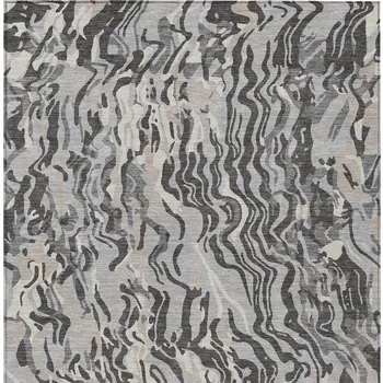 3' X 5' Gray Charcoal And Beige Abstract Washable Indoor Outdoor Area Rug