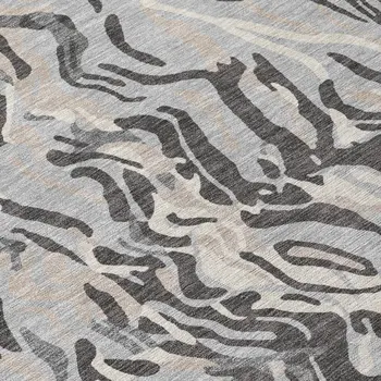 5' X 8' Gray Charcoal And Beige Abstract Washable Indoor Outdoor Area Rug