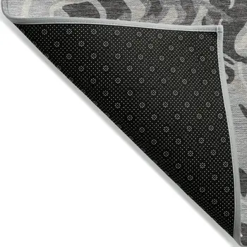 8' X 10' Gray Charcoal And Beige Abstract Washable Indoor Outdoor Area Rug