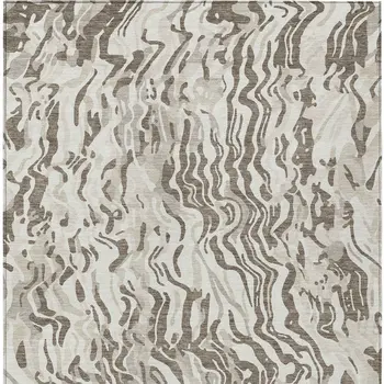 8' X 10' Gray Charcoal And Beige Abstract Washable Indoor Outdoor Area Rug