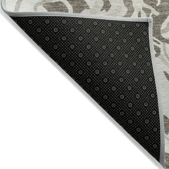 10' X 14' Gray Charcoal And Beige Abstract Washable Indoor Outdoor Area Rug