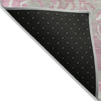 10' X 14' Pink Gray And Ivory Abstract Washable Indoor Outdoor Area Rug