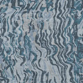 5' X 8' Sky Blue Black And Teal Blue Abstract Washable Indoor Outdoor Area Rug