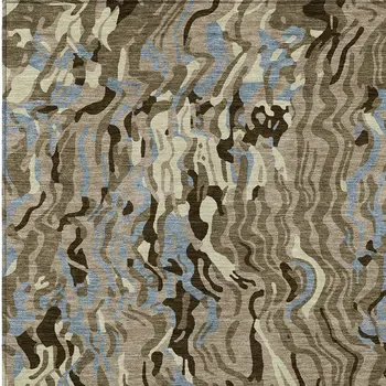 5' X 8' Taupe Brown And Beige Abstract Washable Indoor Outdoor Area Rug