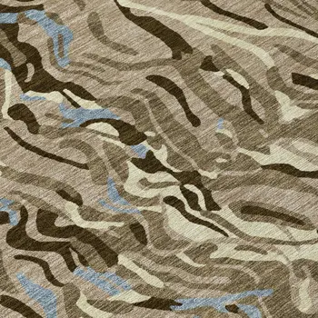 8' Taupe Brown And Beige Round Abstract Washable Indoor Outdoor Area Rug