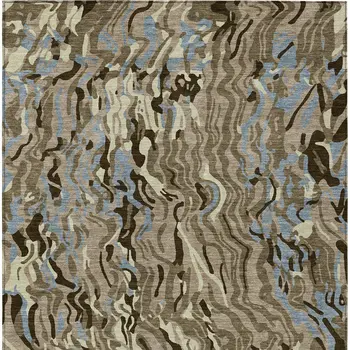 10' X 14' Taupe Brown And Beige Abstract Washable Indoor Outdoor Area Rug