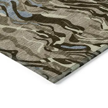 10' X 14' Taupe Brown And Beige Abstract Washable Indoor Outdoor Area Rug