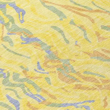8' X 10' Yellow Purple And Green Abstract Washable Indoor Outdoor Area Rug