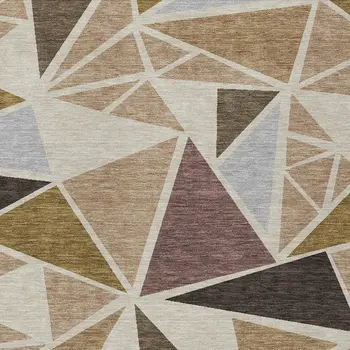 8' X 10' Beige Brown And Gray Geometric Washable Indoor Outdoor Area Rug