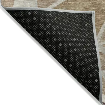 10' X 14' Beige Brown And Gray Geometric Washable Indoor Outdoor Area Rug