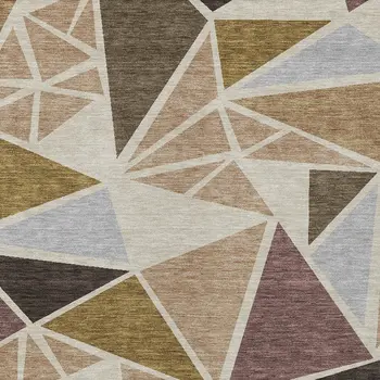 10' X 14' Beige Brown And Gray Geometric Washable Indoor Outdoor Area Rug
