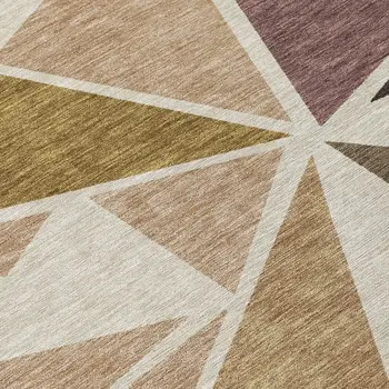 10' X 14' Beige Brown And Gray Geometric Washable Indoor Outdoor Area Rug