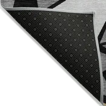 8' X 10' Black Beige And Gray Geometric Washable Indoor Outdoor Area Rug