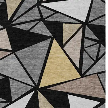 8' X 10' Black Beige And Gray Geometric Washable Indoor Outdoor Area Rug