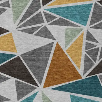 8' X 10' Gray Copper And Brown Geometric Washable Indoor Outdoor Area Rug