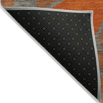 8' X 10' Rust Gray And Pink Geometric Washable Indoor Outdoor Area Rug
