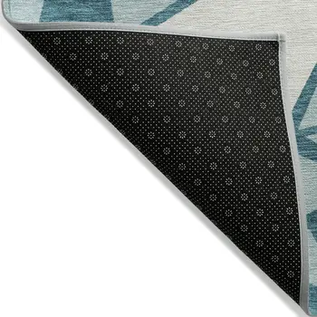 8' X 10' Teal Blue Green And Ivory Geometric Washable Indoor Outdoor Area Rug