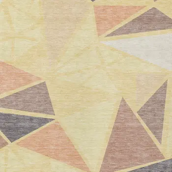 5' X 8' Wheat Brown And Gray Geometric Washable Indoor Outdoor Area Rug