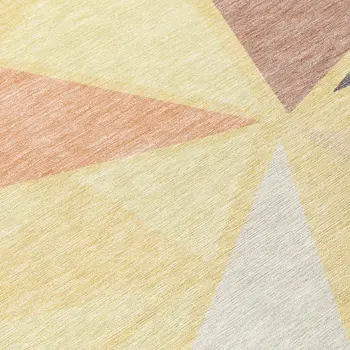 8' Wheat Brown And Gray Round Geometric Washable Indoor Outdoor Area Rug