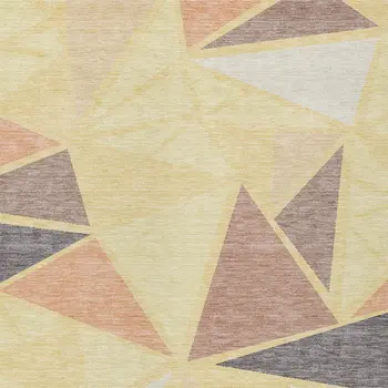 8' X 10' Wheat Brown And Gray Geometric Washable Indoor Outdoor Area Rug