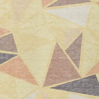 10' X 14' Wheat Brown And Gray Geometric Washable Indoor Outdoor Area Rug
