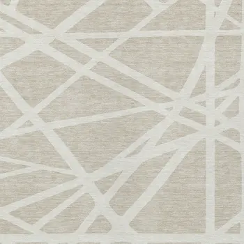 8' X 10' Beige And Ivory Geometric Washable Indoor Outdoor Area Rug