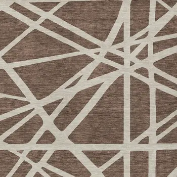 8' X 10' Brown And Beige Geometric Washable Indoor Outdoor Area Rug
