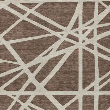 10' X 14' Brown And Beige Geometric Washable Indoor Outdoor Area Rug