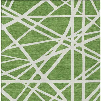 8' X 10' Green And Ivory Geometric Washable Indoor Outdoor Area Rug