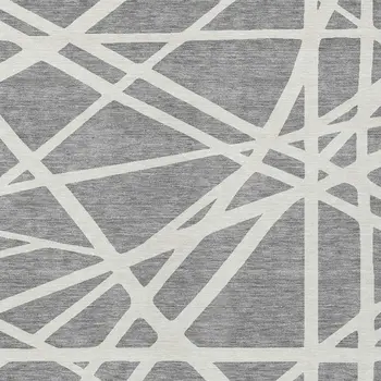 5' X 8' Gray And Ivory Geometric Washable Indoor Outdoor Area Rug