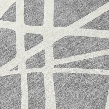 5' X 8' Gray And Ivory Geometric Washable Indoor Outdoor Area Rug