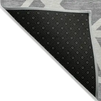 9' X 12' Gray And Ivory Geometric Washable Indoor Outdoor Area Rug