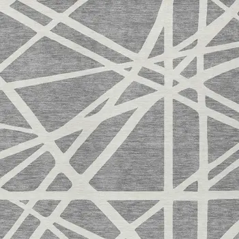 9' X 12' Gray And Ivory Geometric Washable Indoor Outdoor Area Rug