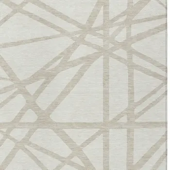 8' X 10' Ivory And Beige Geometric Washable Indoor Outdoor Area Rug