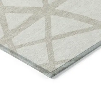 9' X 12' Ivory And Beige Geometric Washable Indoor Outdoor Area Rug