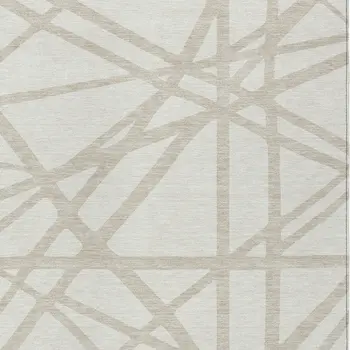 10' X 14' Ivory And Beige Geometric Washable Indoor Outdoor Area Rug