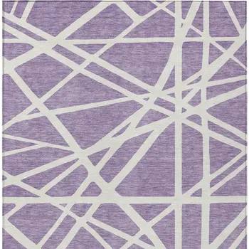 8' X 10' Lavender And Ivory Geometric Washable Indoor Outdoor Area Rug