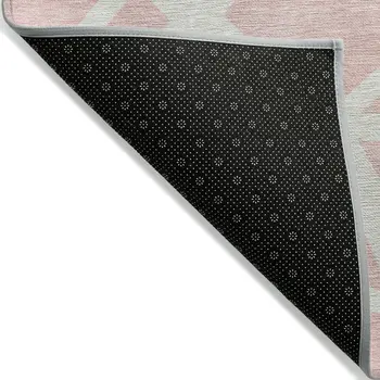 3' X 5' Pink And Gray Geometric Washable Indoor Outdoor Area Rug