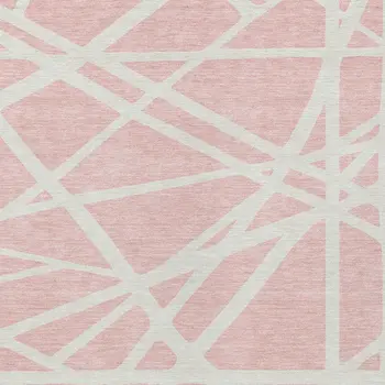 3' X 5' Pink And Gray Geometric Washable Indoor Outdoor Area Rug