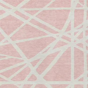 8' X 10' Pink And Gray Geometric Washable Indoor Outdoor Area Rug