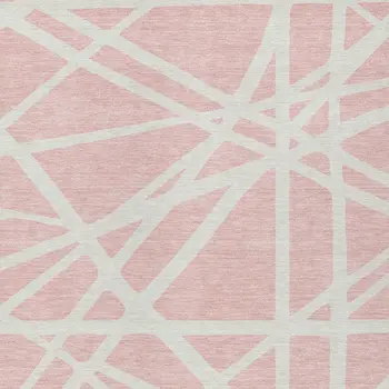 9' X 12' Pink And Gray Geometric Washable Indoor Outdoor Area Rug