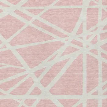 10' X 14' Pink And Gray Geometric Washable Indoor Outdoor Area Rug
