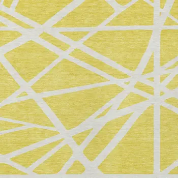 8' X 10' Yellow And Linen Geometric Washable Indoor Outdoor Area Rug