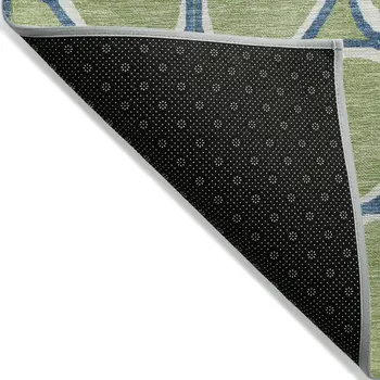 3' X 5' Artichoke Green And Ivory Abstract Washable Indoor Outdoor Area Rug